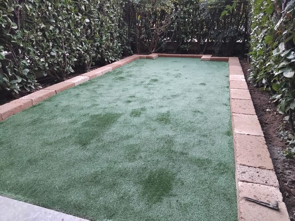 Prato verde e siepi in un giardino residenziale